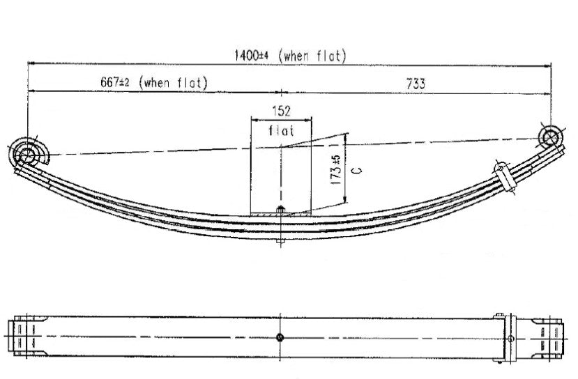 WCS Parabolic Leaf Spring for Freightliner Argosy Straight Pins [Front]