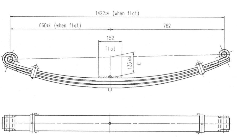 WCS Parabolic Leaf Spring for Freightliner Argosy Straight Pins [Front]