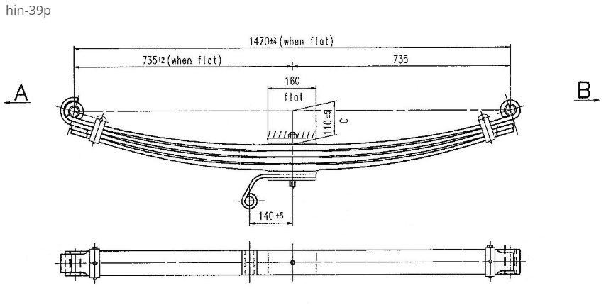 WCS 735mm Parabolic Leaf Spring for Hino FM1J Ranger Pro 14 (pre 2003) [Steer]