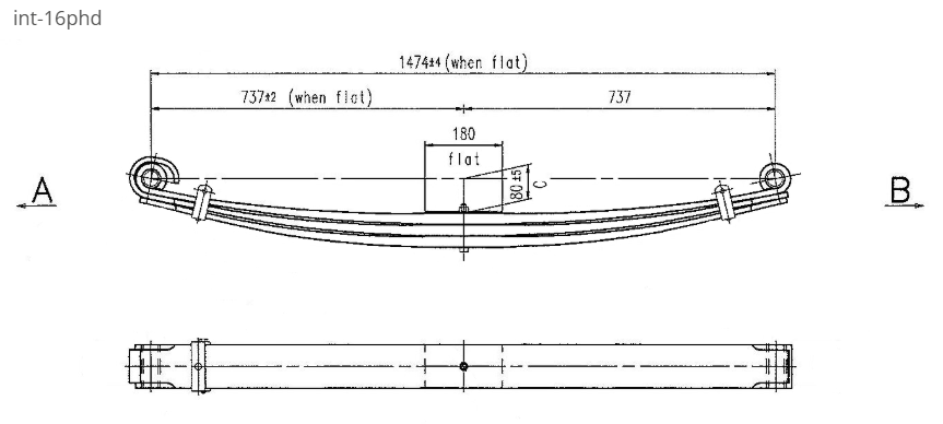 WCS Parabolic Leaf Spring (Heavy Duty, Screw Pins) for International Acco D/E Series [Steer]