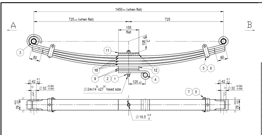 WCS Parabolic Leaf Spring for Isuzu FYH/FYH77 Twin Steer [Front]