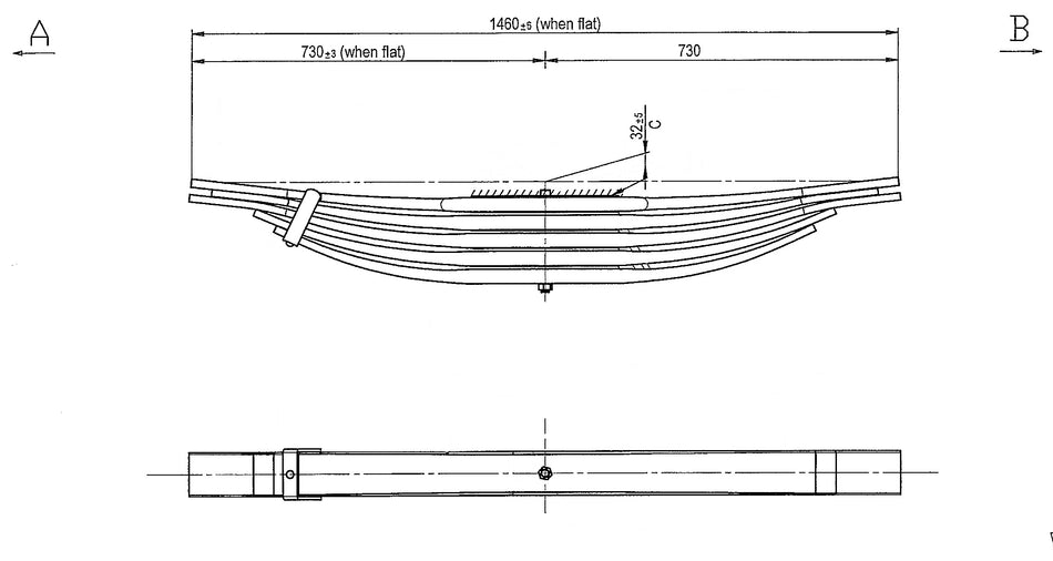 WCS Parabolic Leaf Spring for Mitsubishi/ Fuso Fighter 14.0 FN61, FN62, FN63, FN64 FS52J Twin Steer [Steer]