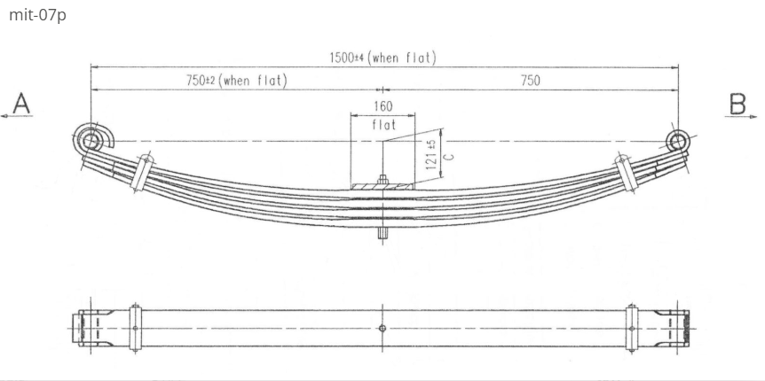 WCS Parabolic Leaf Spring for Mitsubishi FV458/FS52 [Front]