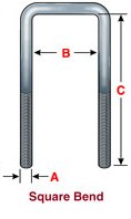 WCS U-Bolt for Mitsubish Trucks (340mm x 72mm x 16mm) Square Top