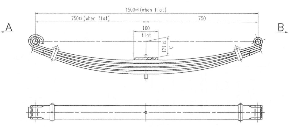 WCS Parabolic Leaf Spring for Mitsubishi FV458/FS52 [Front]