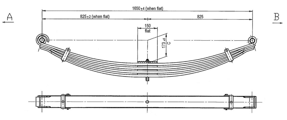 WCS Parabolic Leaf Spring for Mitsubishi Fuso FP54 [Front]