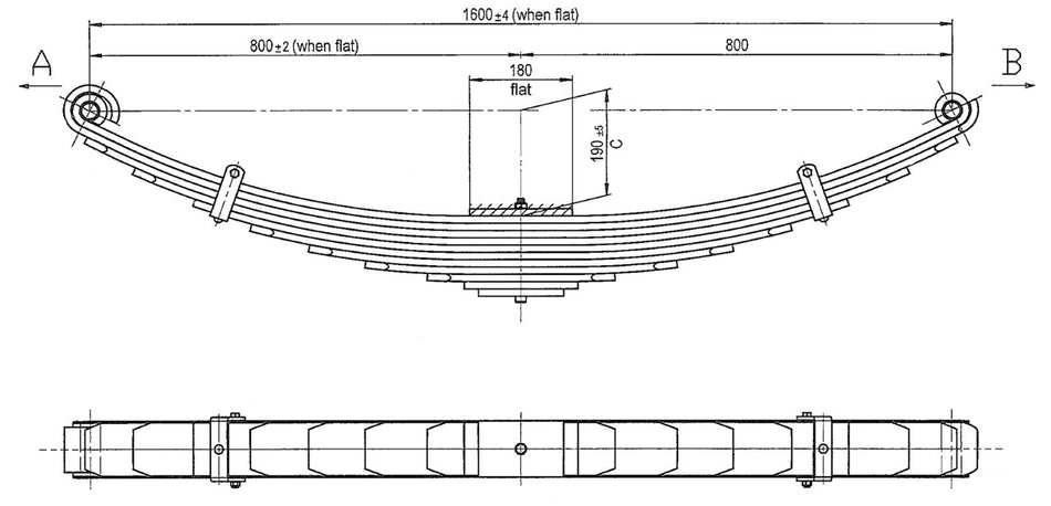 WCS Multileaf Spring for Western Star 4900/5900 Constellation (2000 on) with Screw Pins [Front]