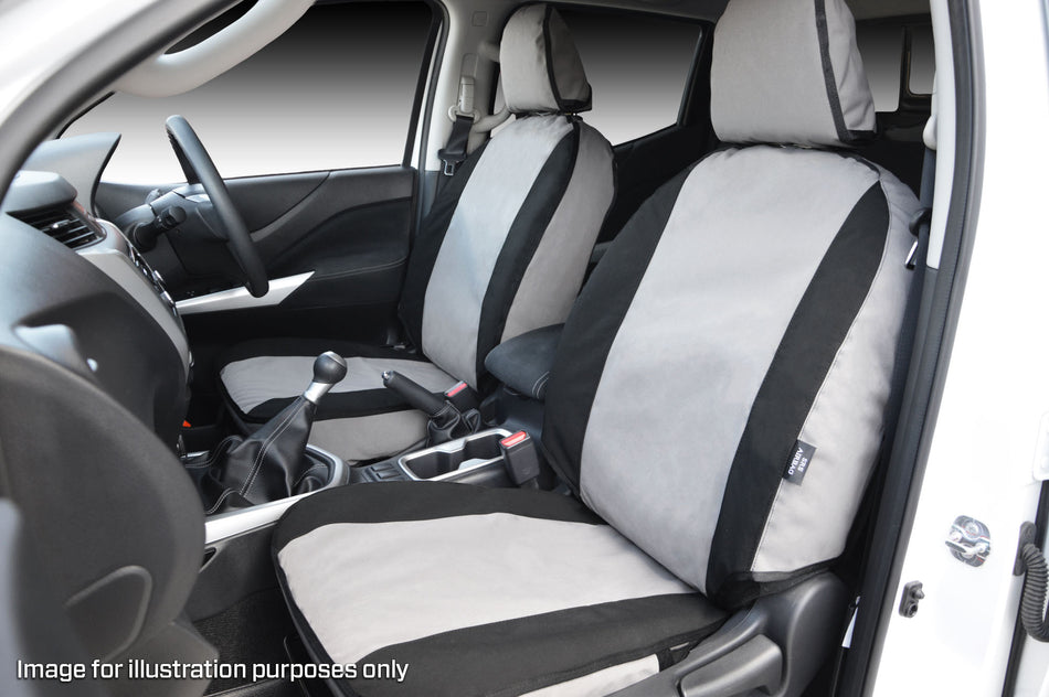 MSA HiLux 8TH Gen SR5-SR Extra Cab 08/19 to Current Front Twin Buckets (Airbag Seats) + Console Cover + Integrated Lumbar Support MSA Premium Canvas Seat Cover